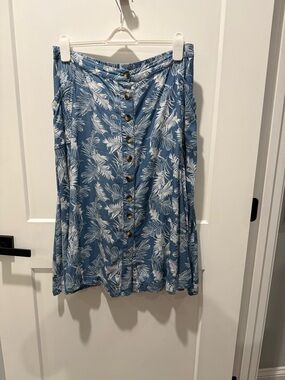 Appraisal button midi skirt palm leaf jungle print size XL